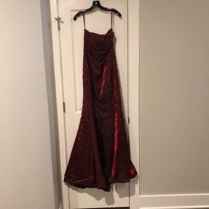 Burgundy Formal Evening Dress - 4